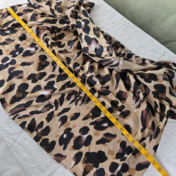 Boohoo Plus NWT Leopard print Bardot top one shoulder 20 brown tan black - Picture 14 of 17